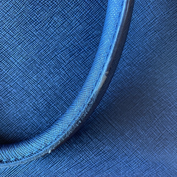 Michael Kors Leather Navy Blue Dillon Small Satchel Purse - Picture 3 of 7